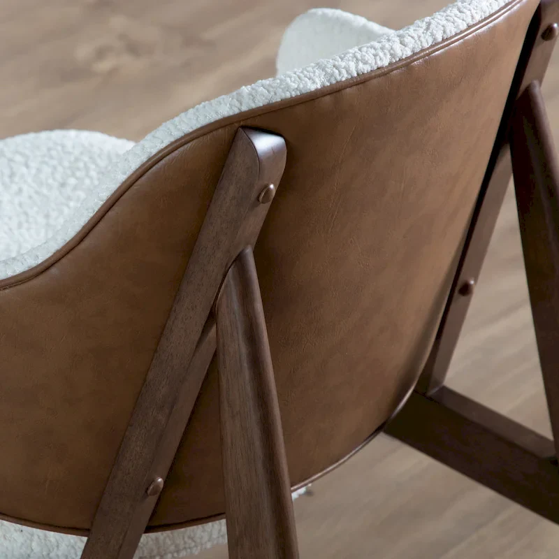 Furniture of America Beck Mid-century 2-Piece Walnut Boucle Wingback Accent Chair and Table Set