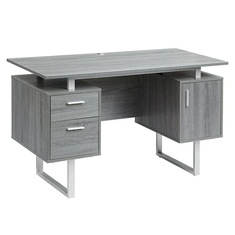 Deluxe Stylish Modern Grey Computer Desk with Storage