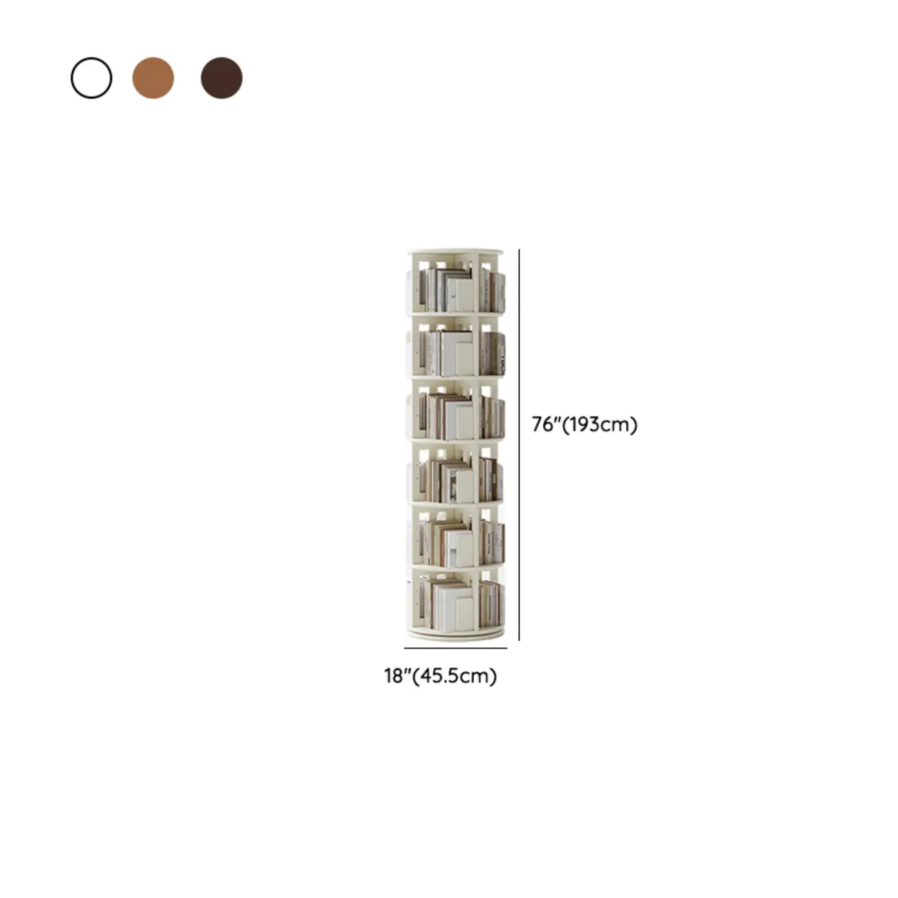 Swivel Rubberwood Vertical Open Back Bookcase with Drawer