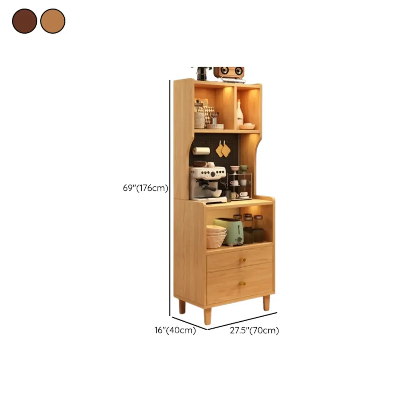 Modern Wood Narrow Sideboard with Drawers Shelves