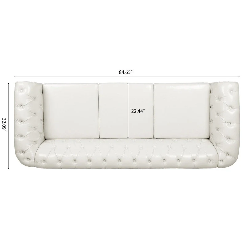 84.65   PU Rolled Arm Chesterfield 3 Seater Sofa