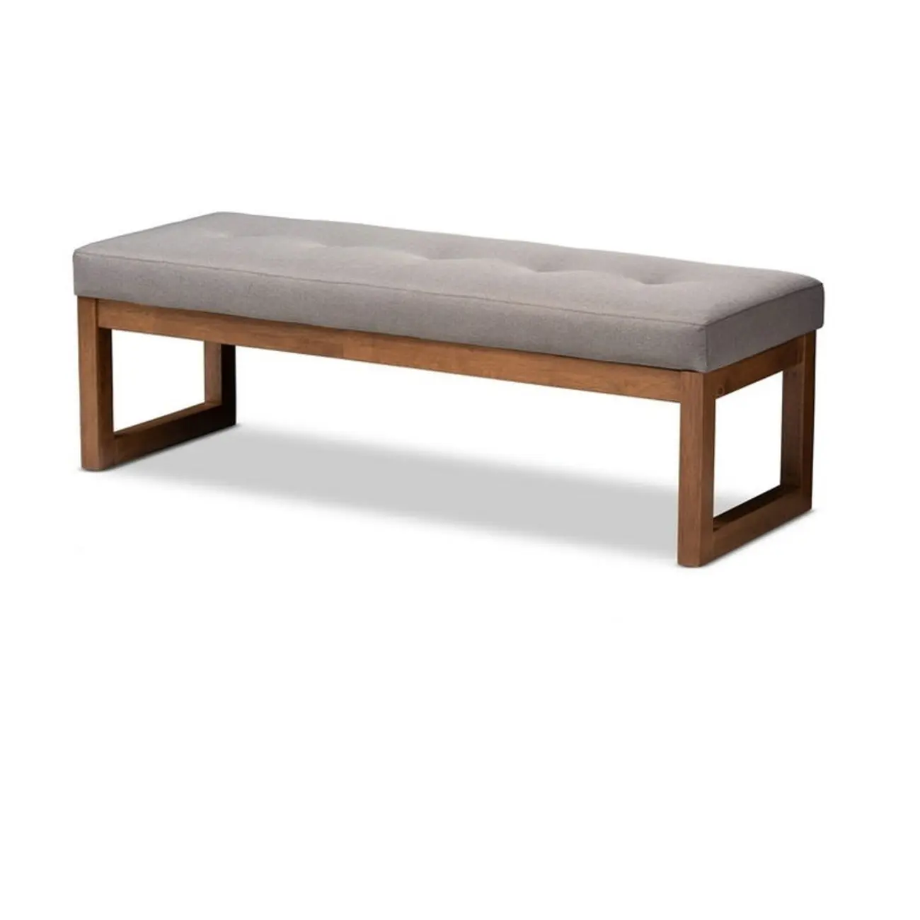 Traditional Upholstered Gray Bedroom Bench Wood Frame