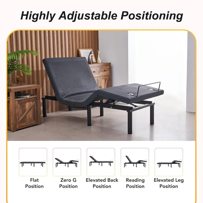 CO-Z Massaging Zero Gravity Adjustable Bed with Wireless Remote and Underbed Lighting