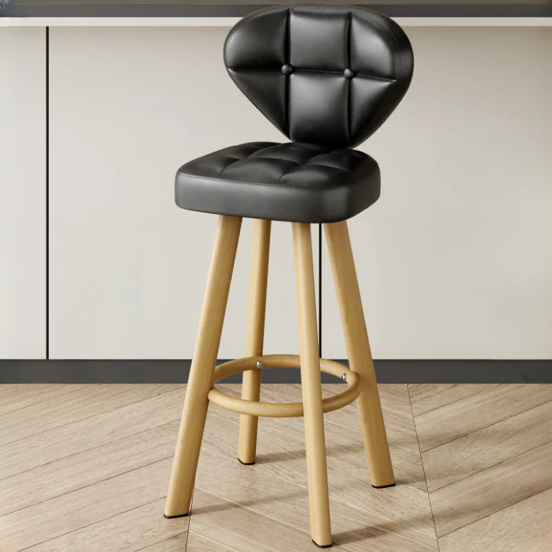 Modern Tufted Counter Height Bar Stools with Metal Footrest