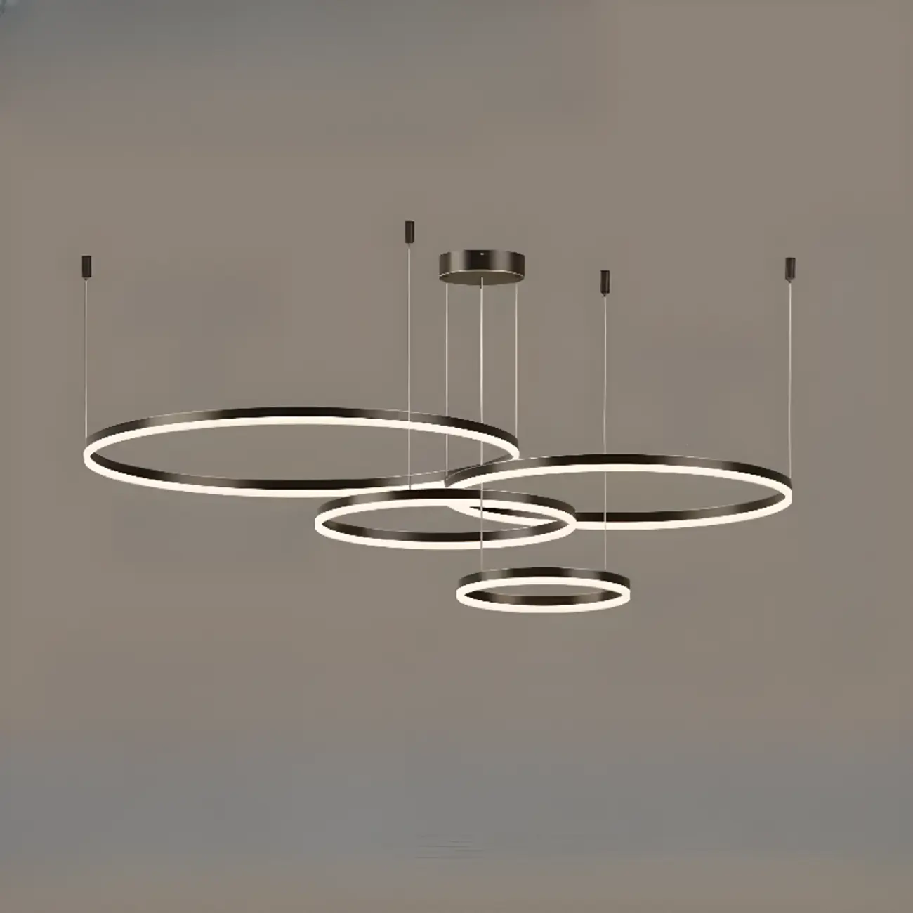 Modern Gold Multi-Circle Tiered Metal Ring LED Chandelier