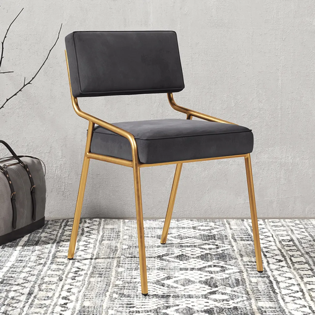 Modern Rectangle Faux Leather Open Back Dining Chair