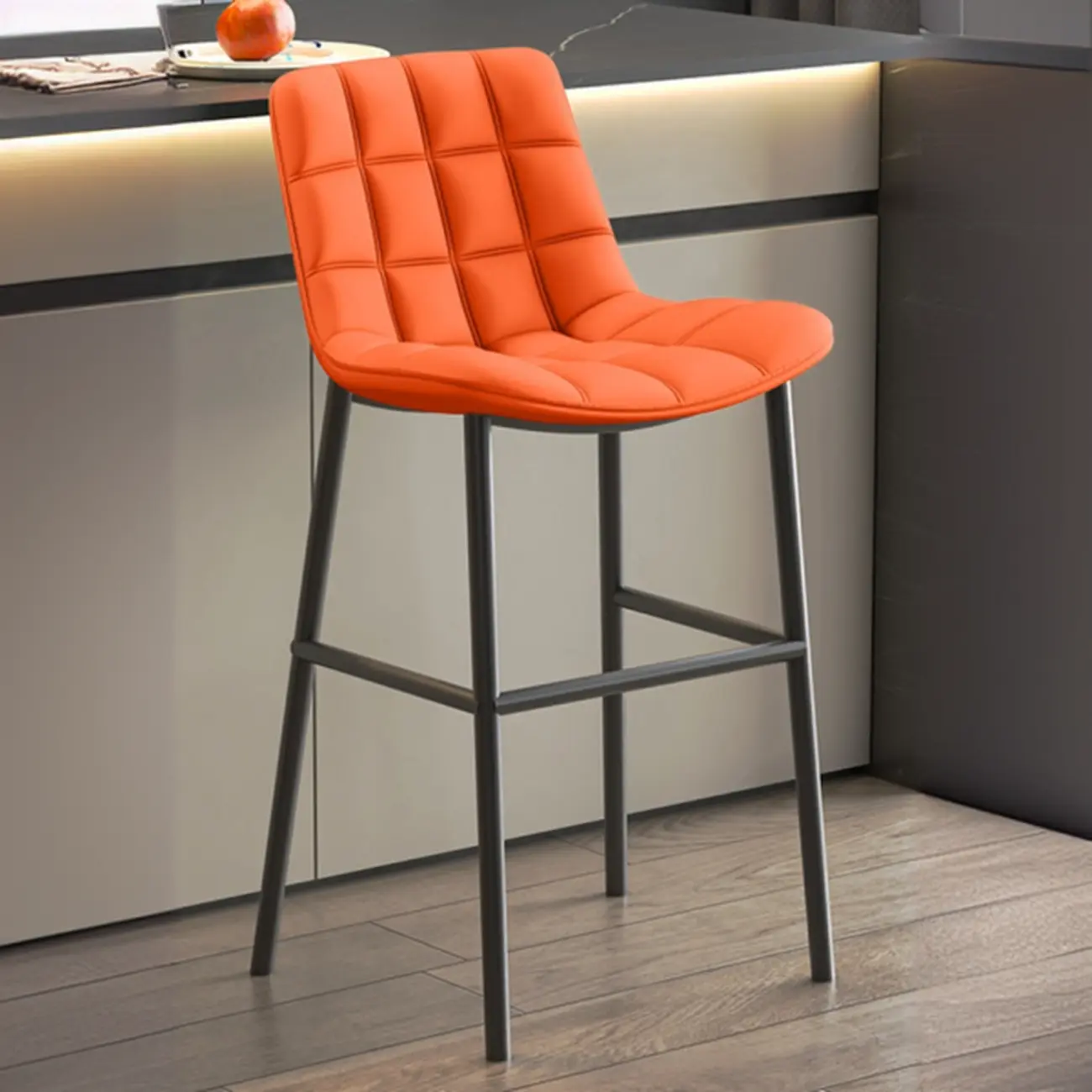 Concave Modern Low Back Leather Counter Bar Stools