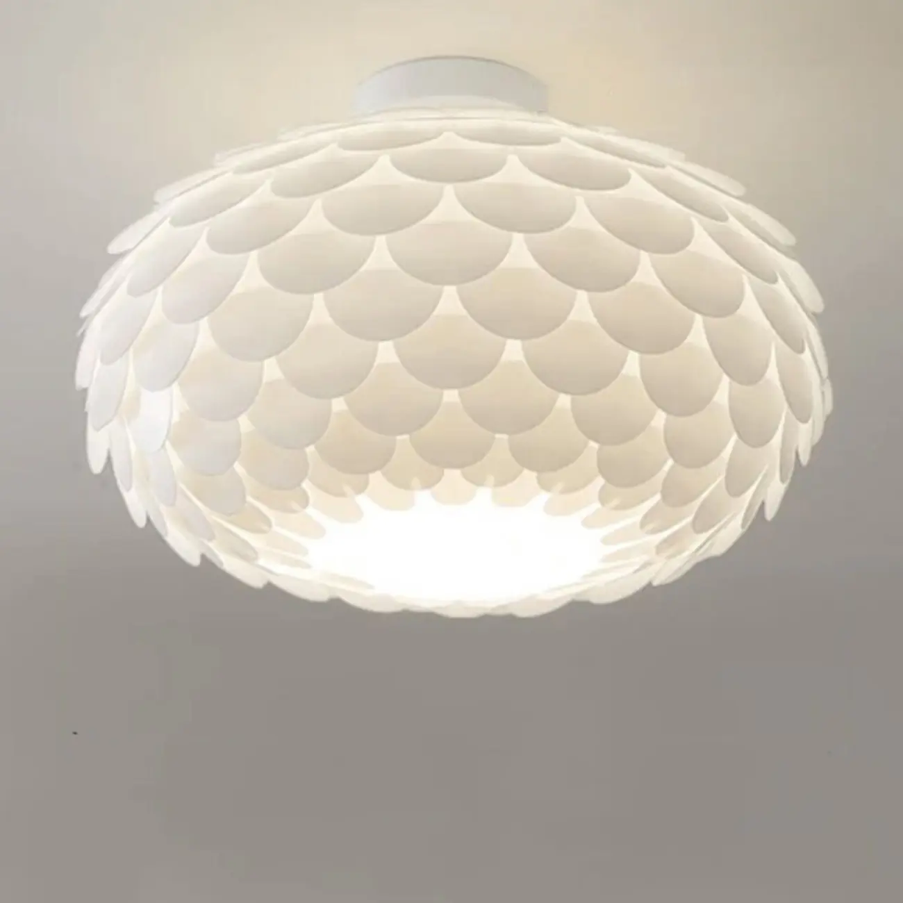 Scalloped White Acrylic Dome Semi Flush Ceiling Light