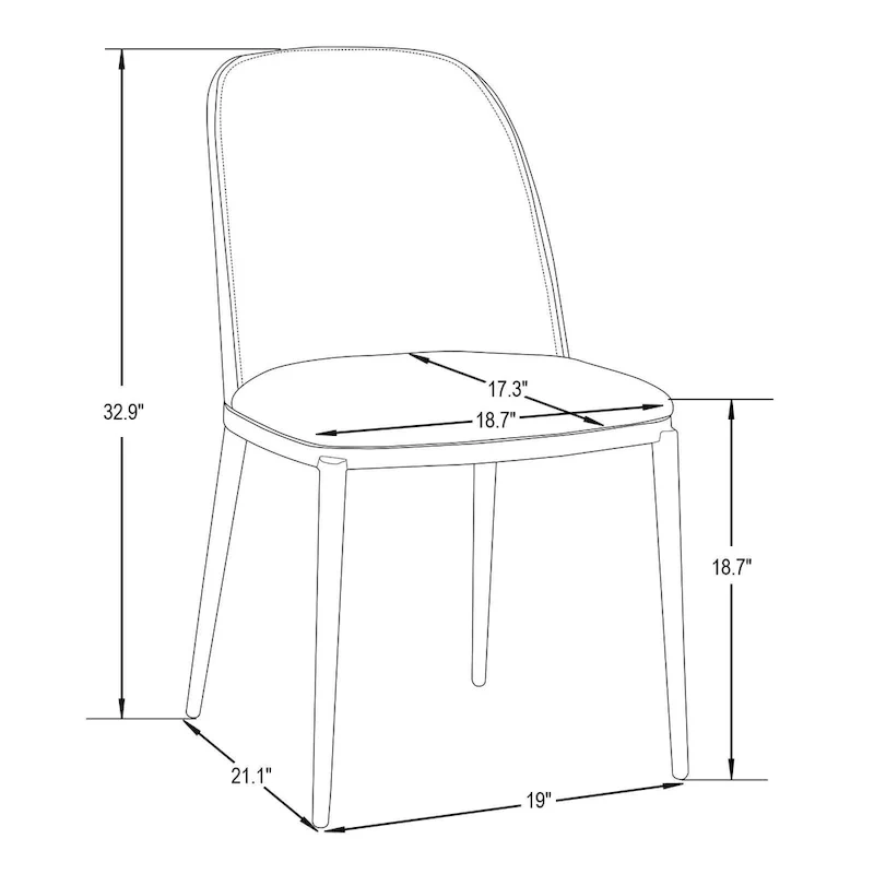 Dining Chair with Upholstered Seat Side Chair with MDF Wood Frame in Steel Set of 4