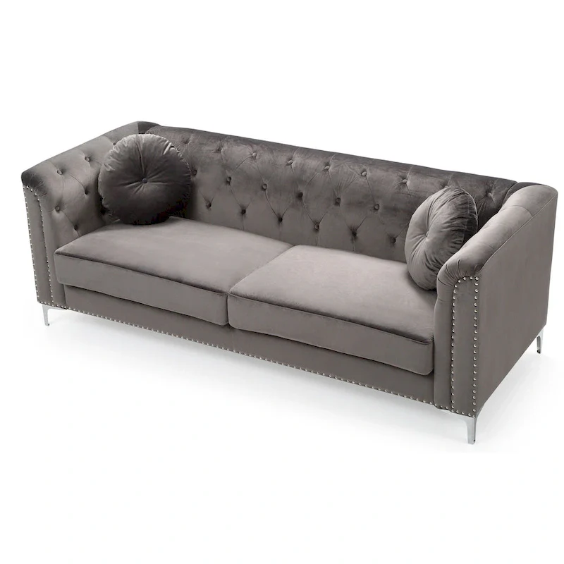 Pompano Velvet Button Tufted Sofa