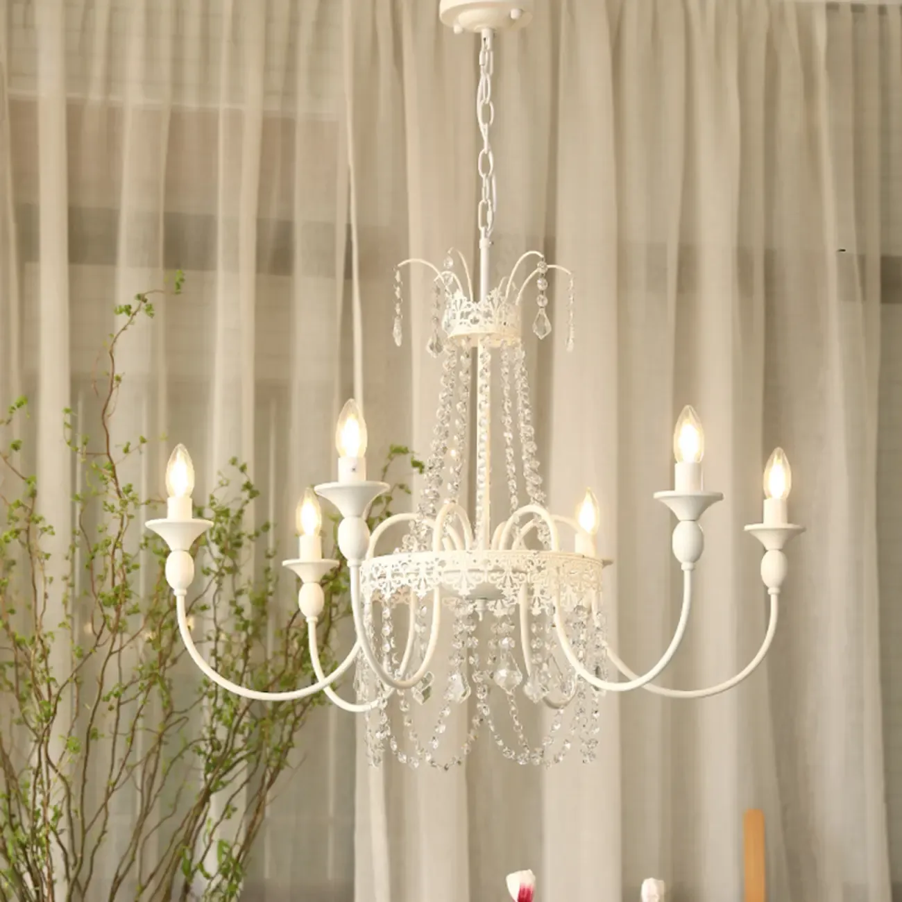 Modern Chalk Candelabra Metal Crystal Chandelier