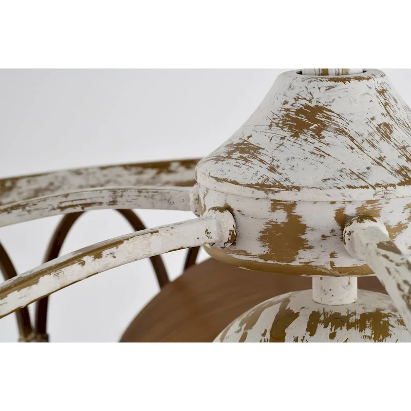 Kolleen 24-inch Weathered White and Imitation Wood 6 Lights 3 Blades Lighted Ceiling Fan with Remote