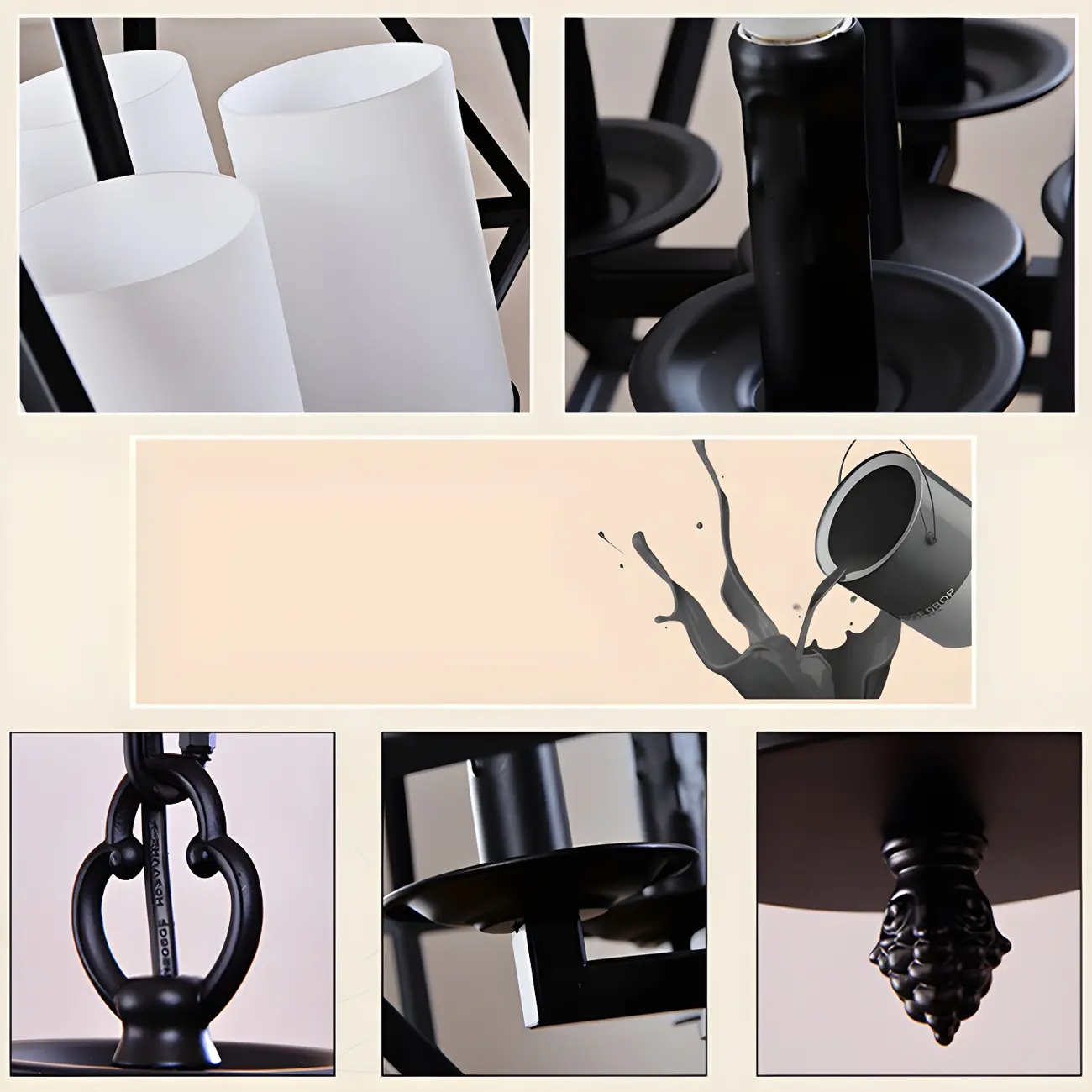 Black Geometric Iron Frame Modern Chandelier