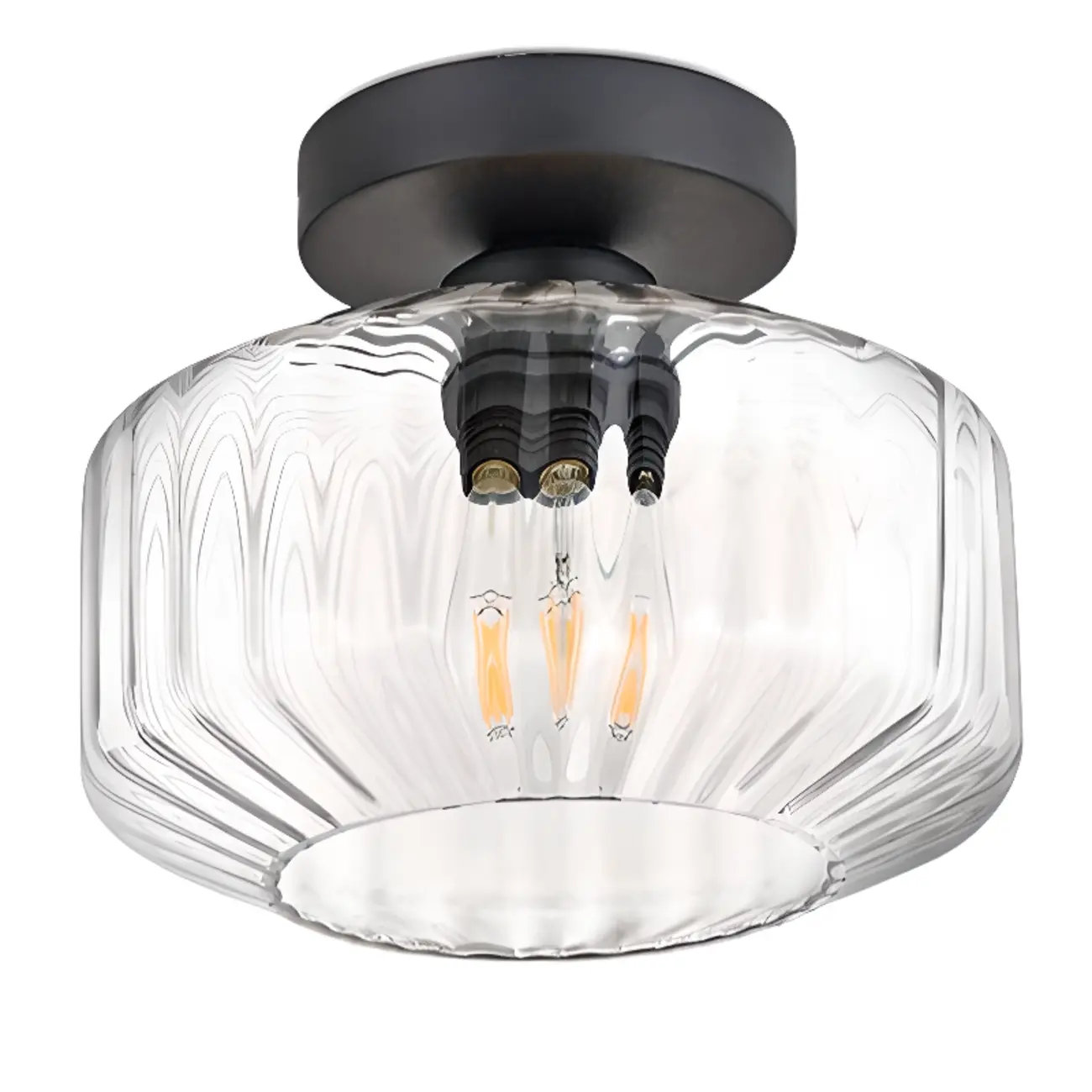 Hallway Industrial Clear Glass Semi Flush Ceiling Light