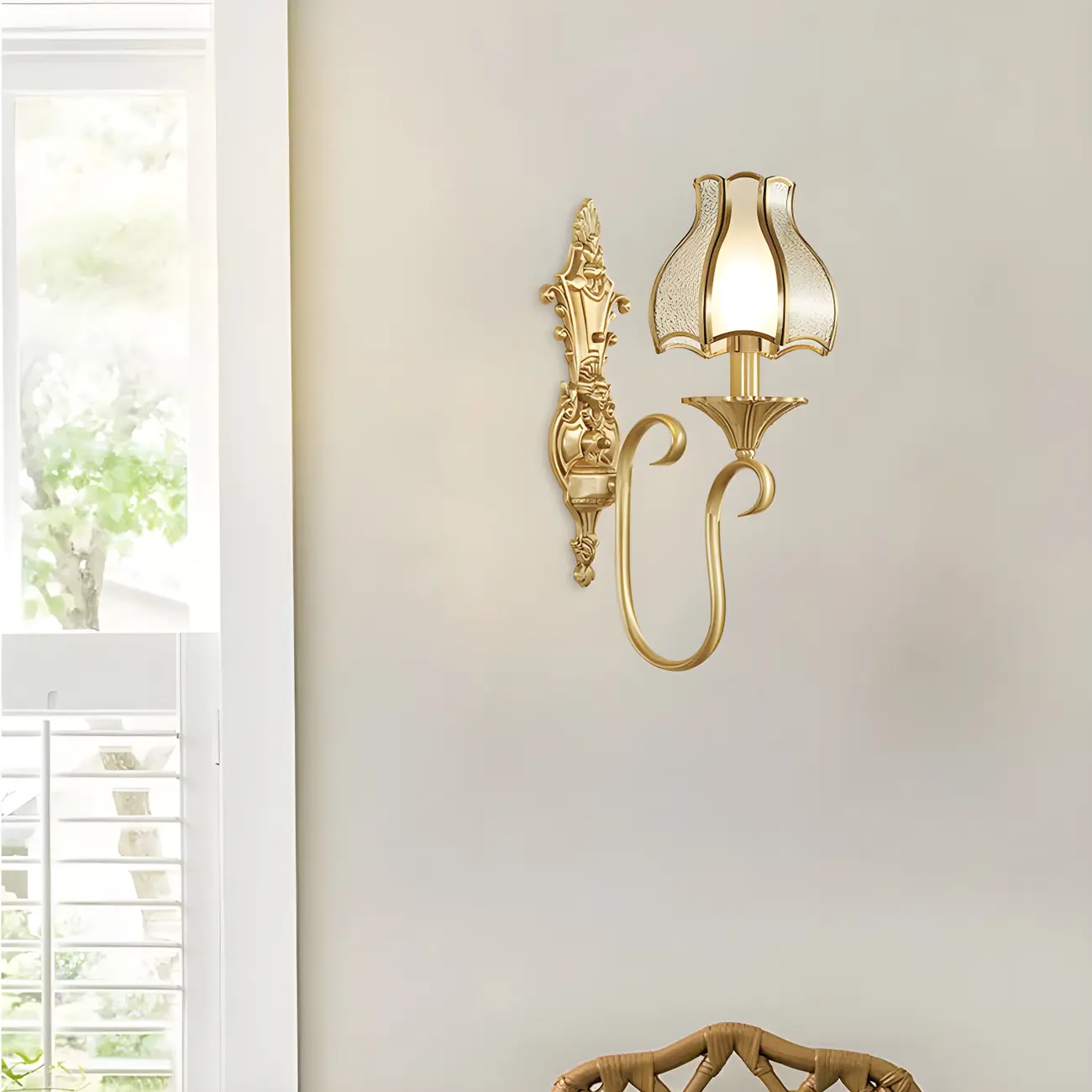 Modern Geometric Gold LED Wall Sconce with Glass Shade