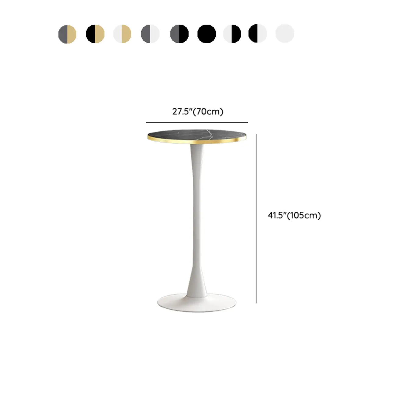 Modern Matte Black Metal Pedestal Round Wood Bar Tables