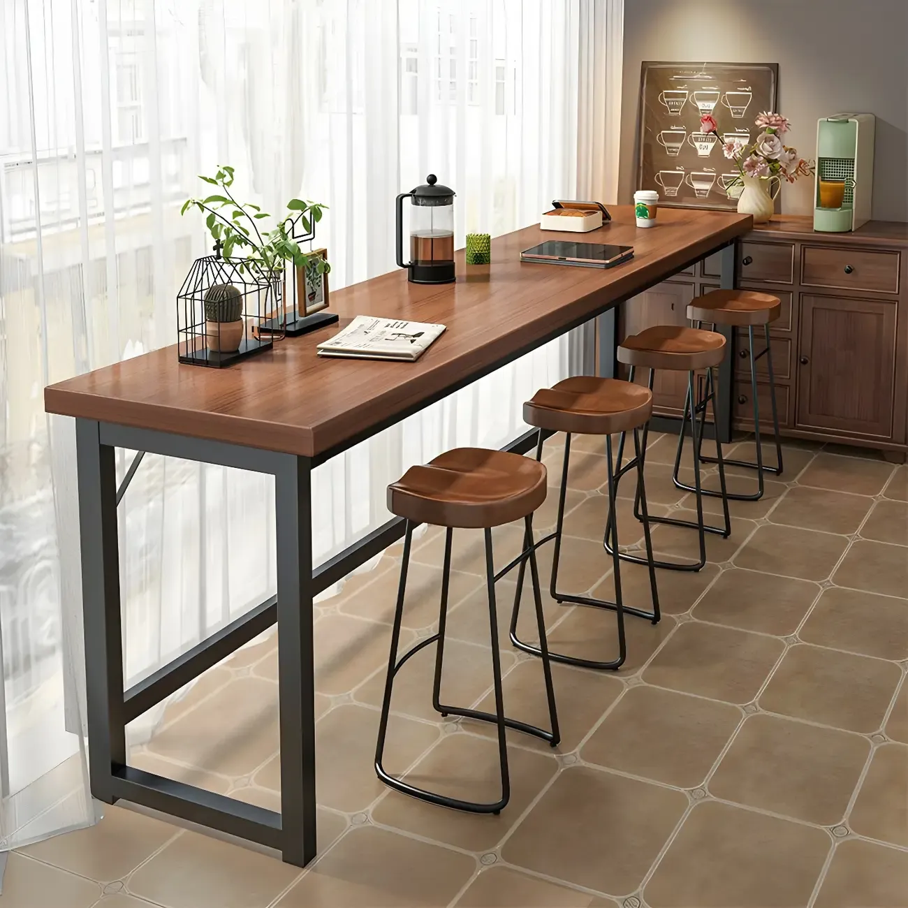 Modern Manufactured Wood Pub Table and Backless Stools Sets