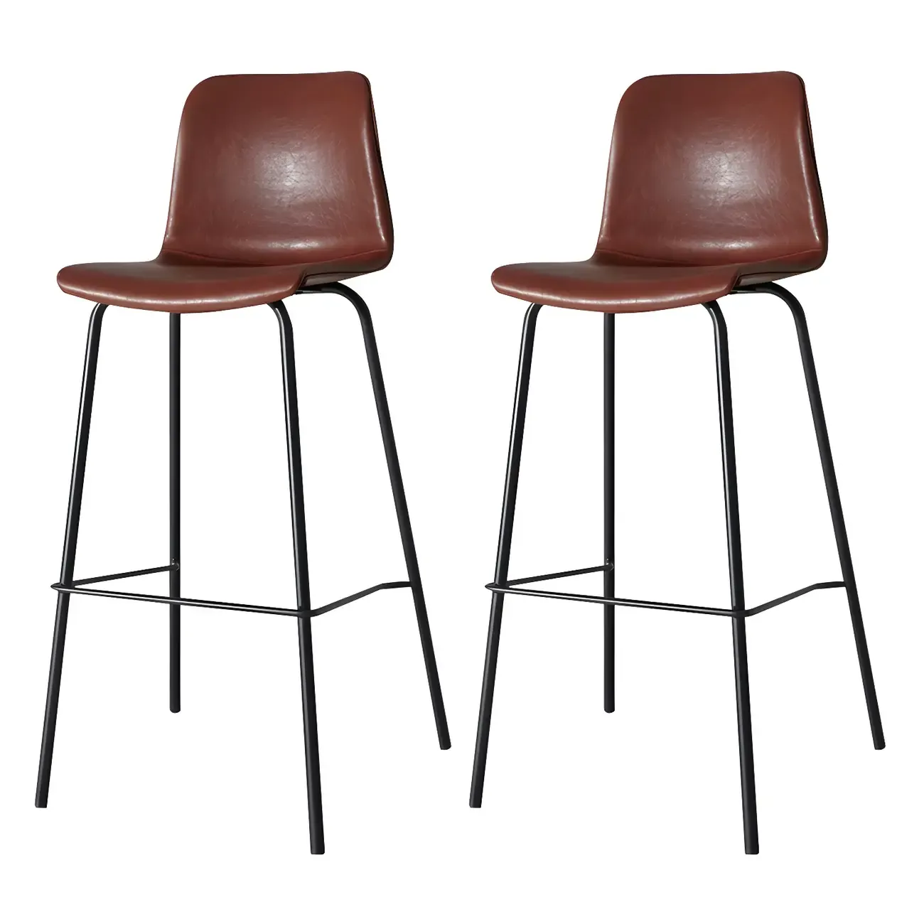Brown Saddle Metal Frame Leather Counter Stools with Backs