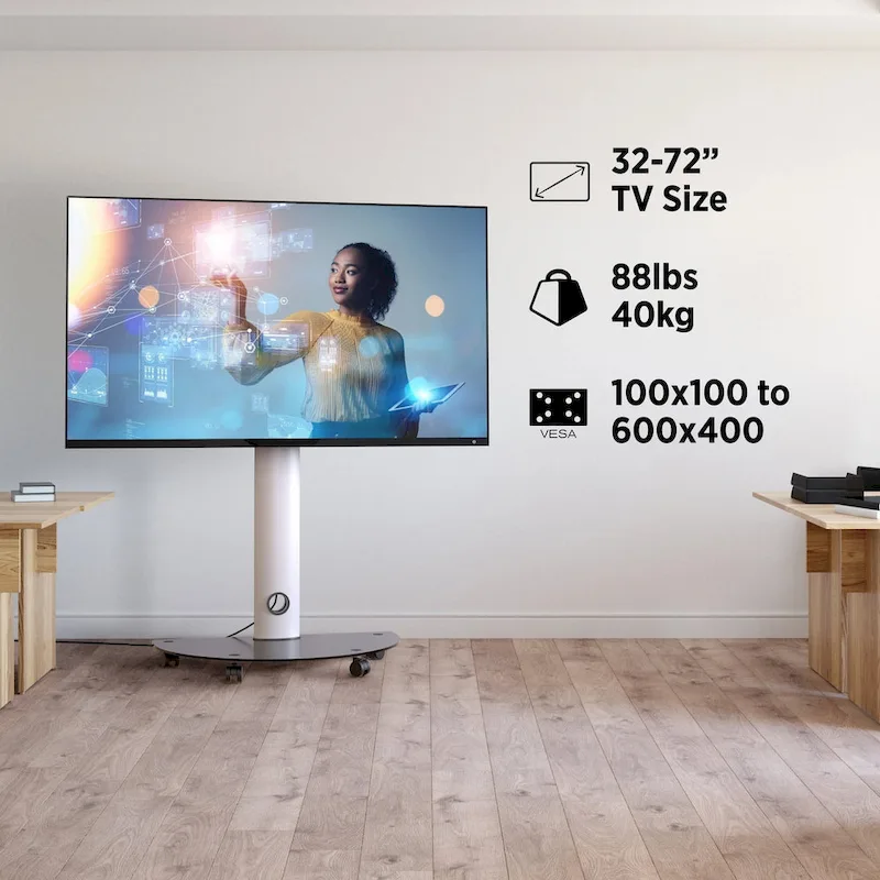 ProMounts Premium Rolling TV Stand with Swivel for 32-72 Screens Holds up to 88 Lbs