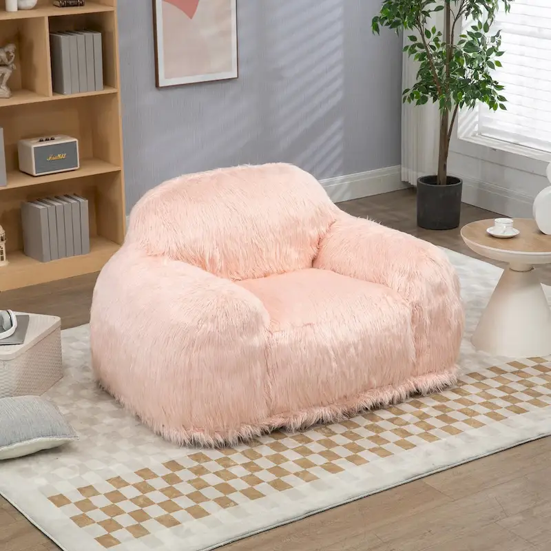 Bean bag chair lazy long hair sofa adult, teen high density foam filled modern focus chair