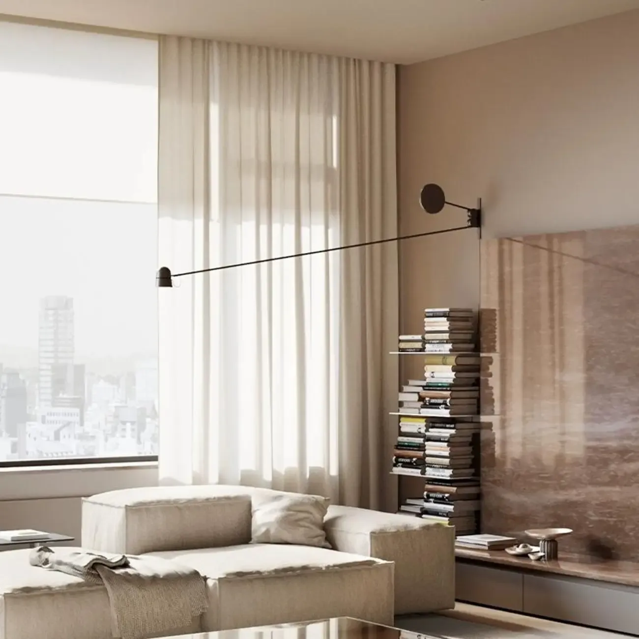 Plug-In Adjustable Swing Arm Wall Light for Modern Bedroom