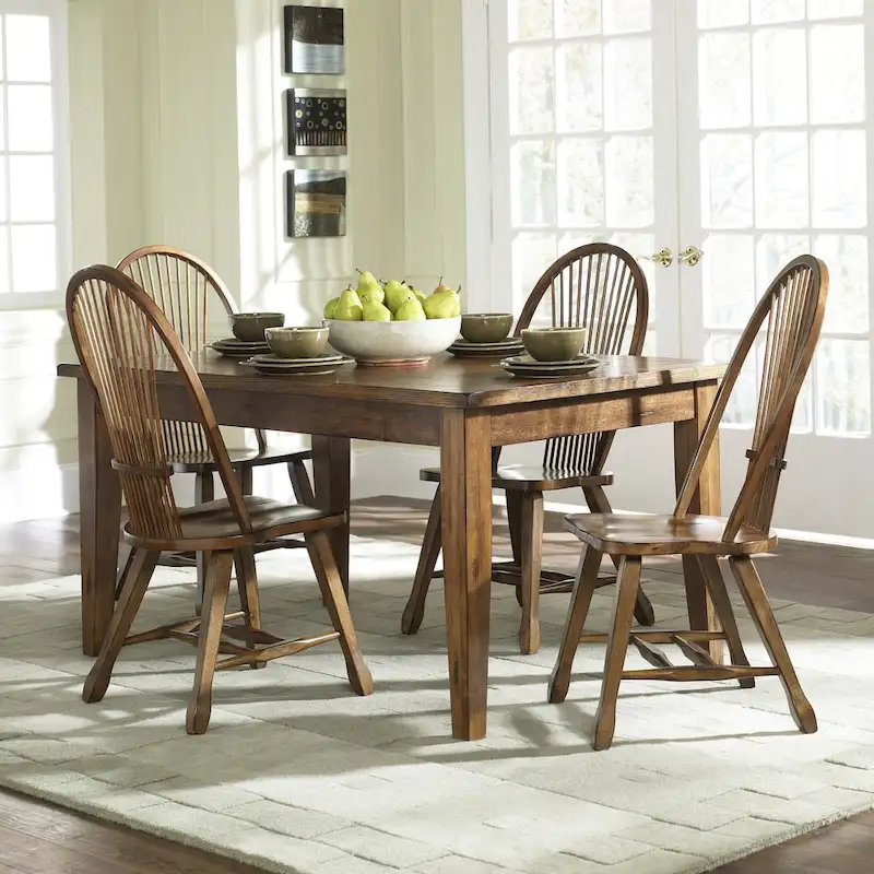 Treasures Rustic Oak 5-piece Sheaf Back Solid Top Dinette Set