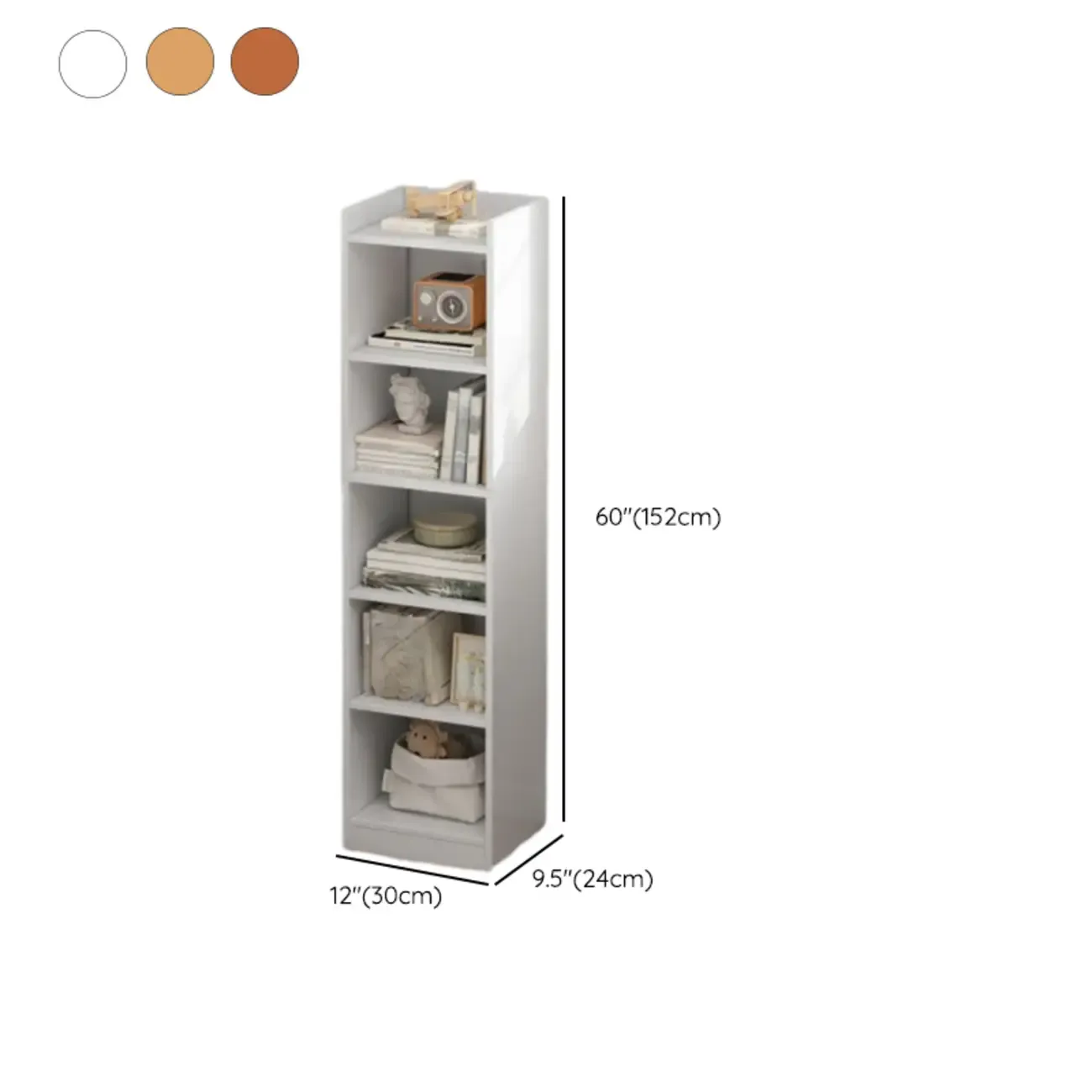 Scandinavian Oak Rectangle 5-Shelf Wood Bookcase