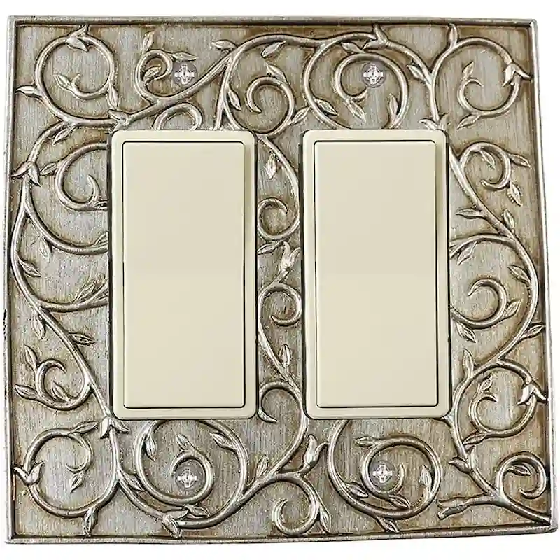 Meriville French Scroll 2 Rocker Wallplate, Double Switch Electrical Cover Plate