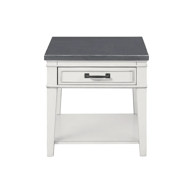 Del Mar 24 White and Grey 1-Drawer End Table