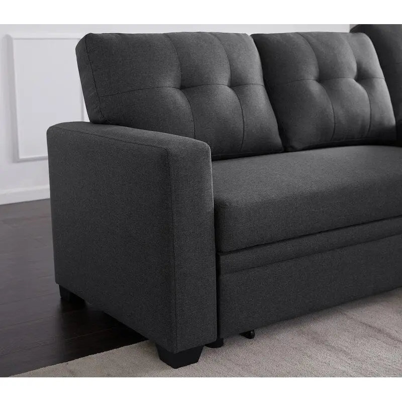 Upholstered Pull out Sectional Sofa with Chaise