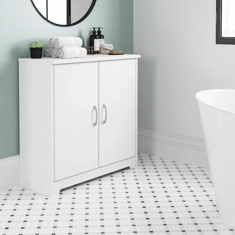 Cabot Small Bathroom Storage Cabinet with Doors by Bush Furniture