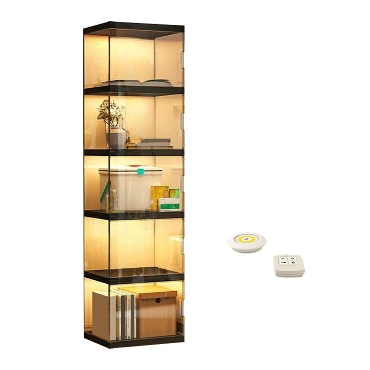 Modern Acrylic 5-Tier Lighted Display Bookcase