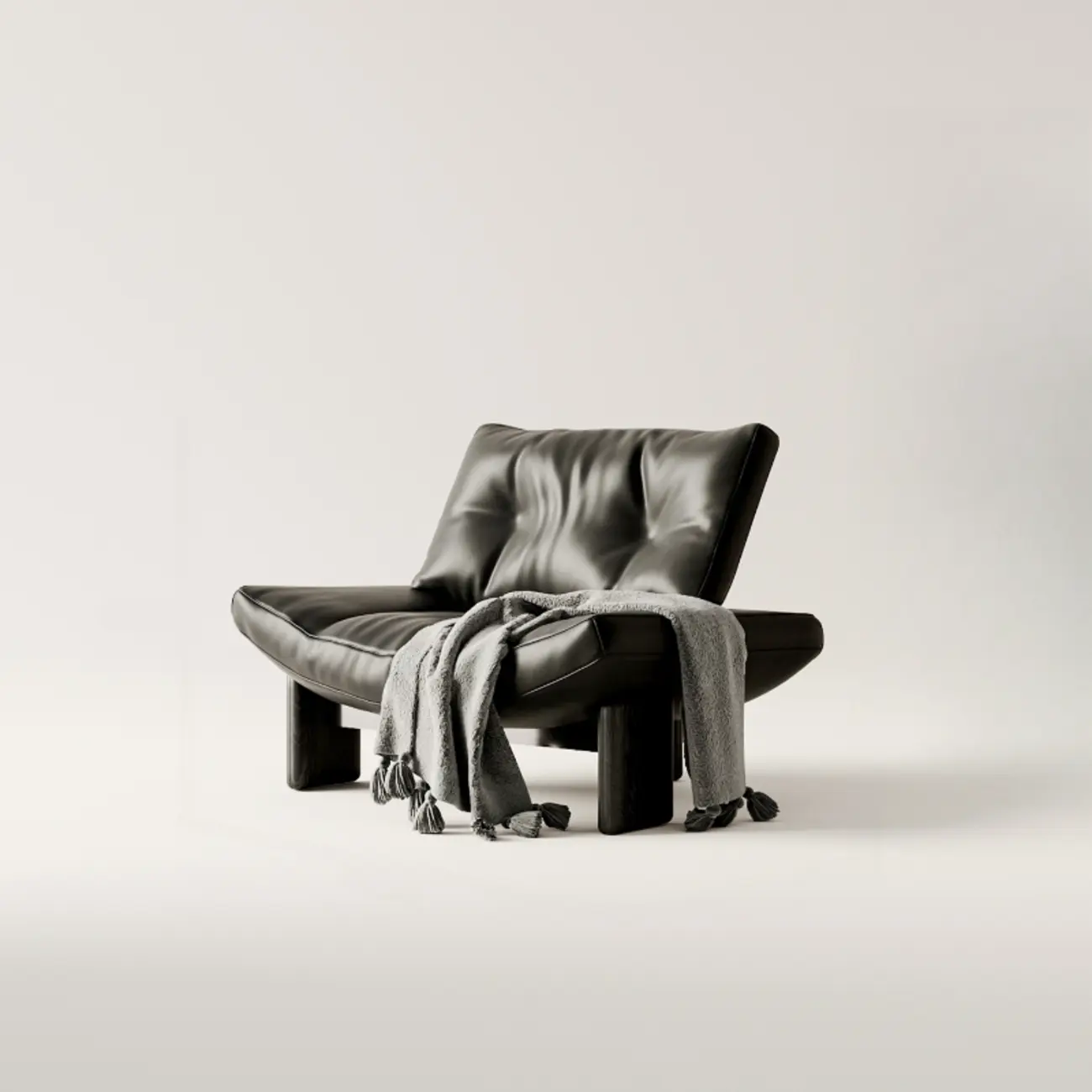 Contemporary Black Tufted Armless Chenille Accent Chair