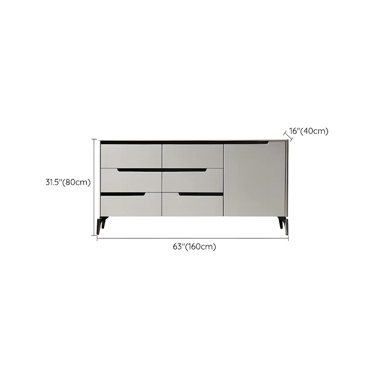 Modern Stone Countertop Sideboard with Cabinets