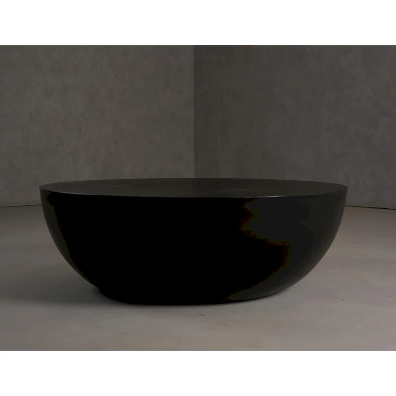Modrest Bronte Modern Black Concrete Round Coffee Table