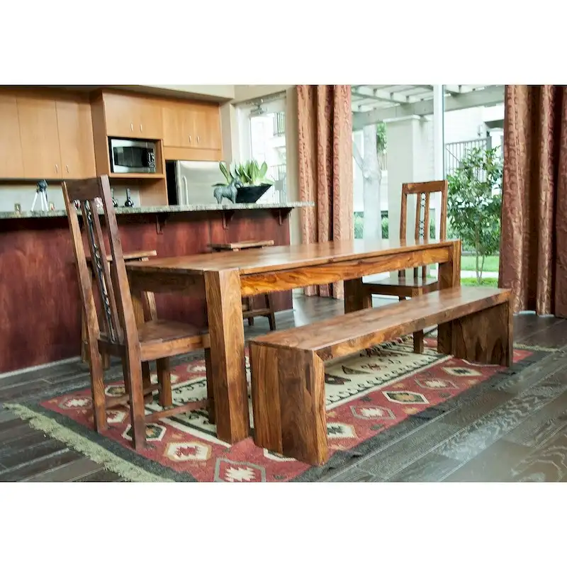 Timbergirl Handmade Solid Seesham Wood Bench (India)