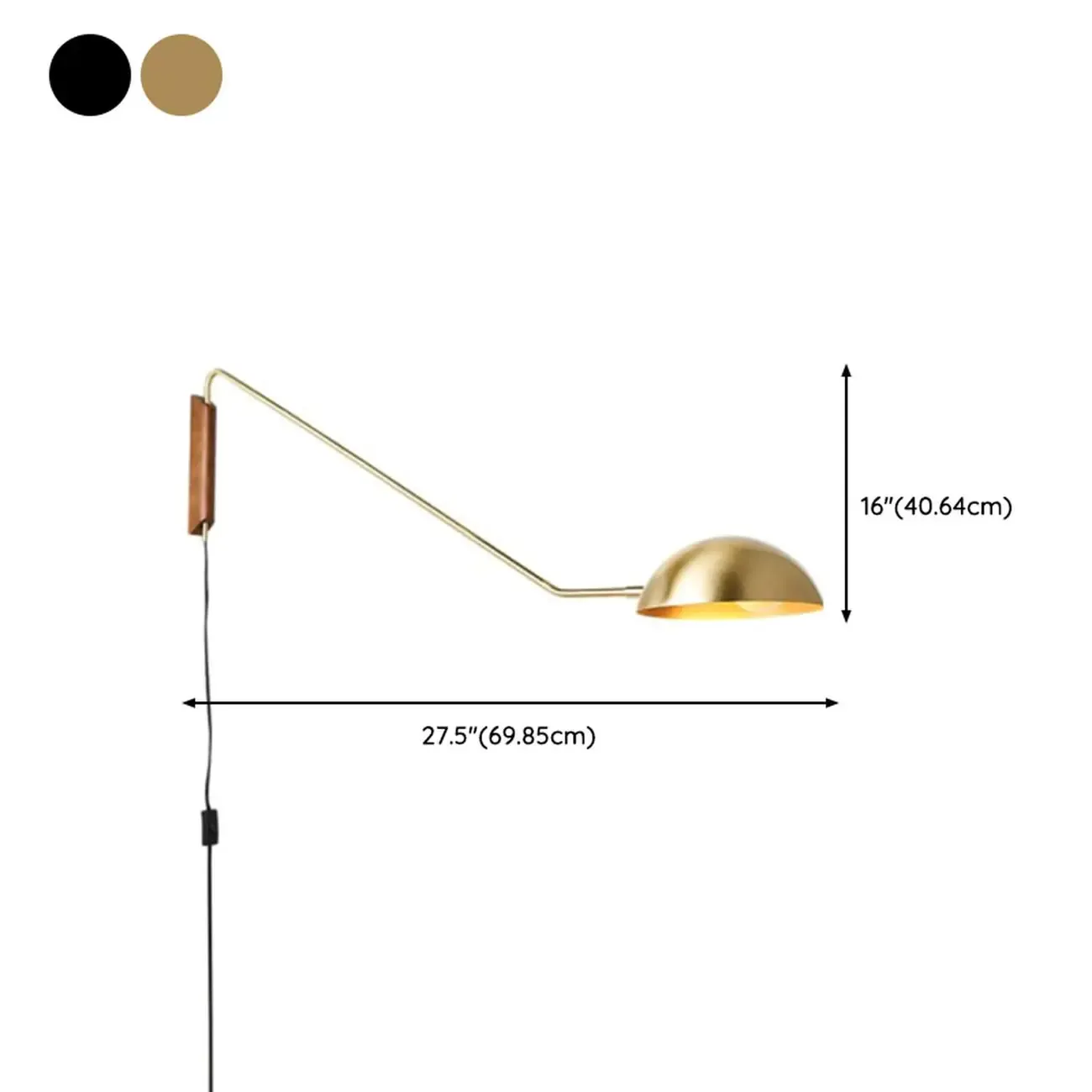 Modern Adjustable Iron Wall Mount Lamp with Dome Shade