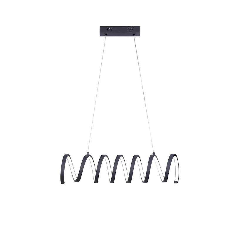 Modern Ceiling Pendant Light, Suspended Aluminum Spiral Loop, 23 Inch