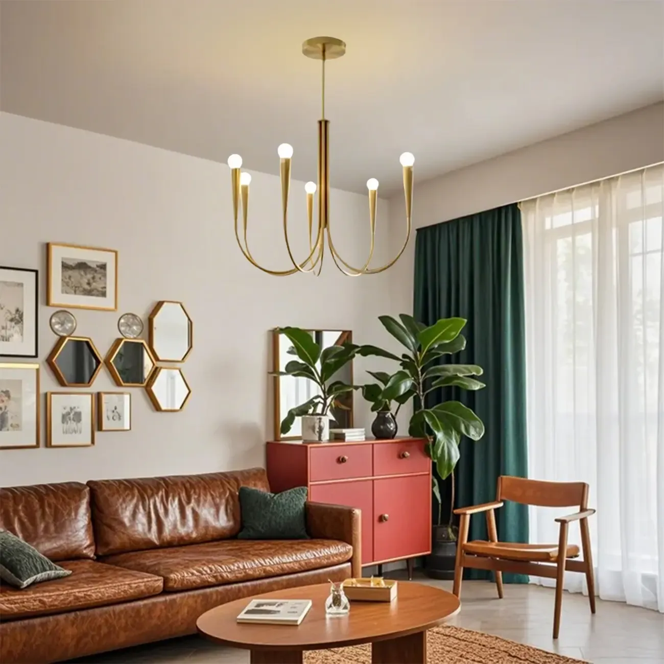 Mid-Century Branch Ceiling Chandelier with Adjustable Height