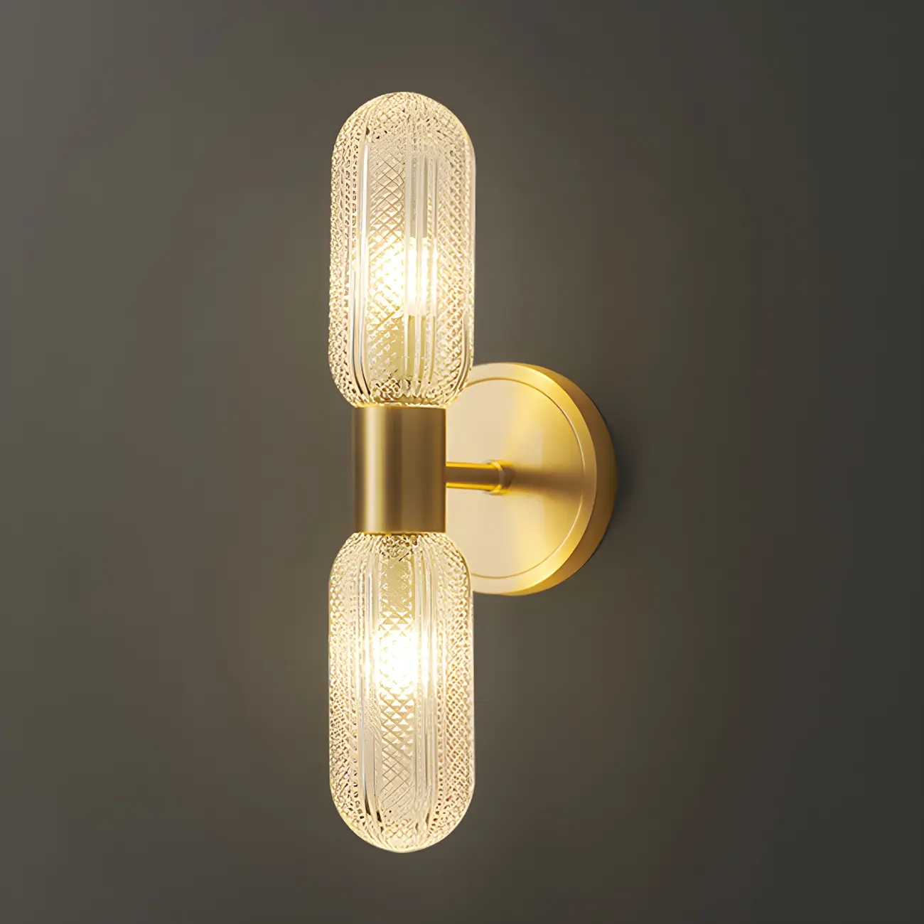 Unique Gold Up Down Wall Mounted Prismatic Glass Vanity Light