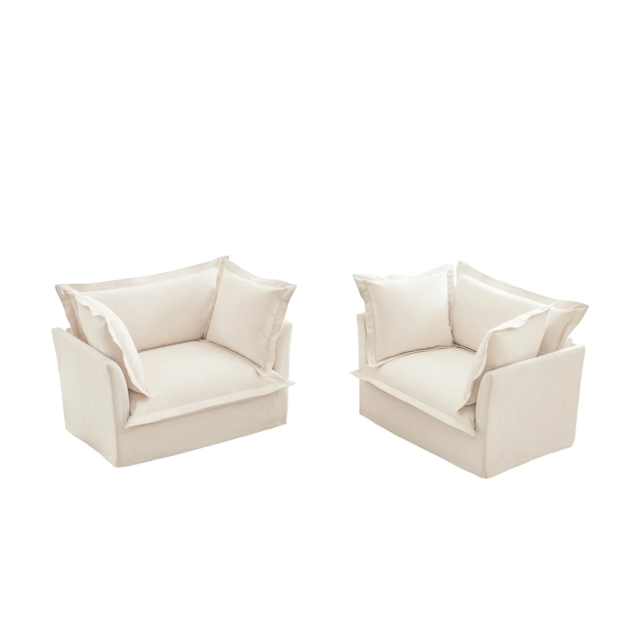 Walker Edison | Deep Seat Slipcovered Accent Chair Set