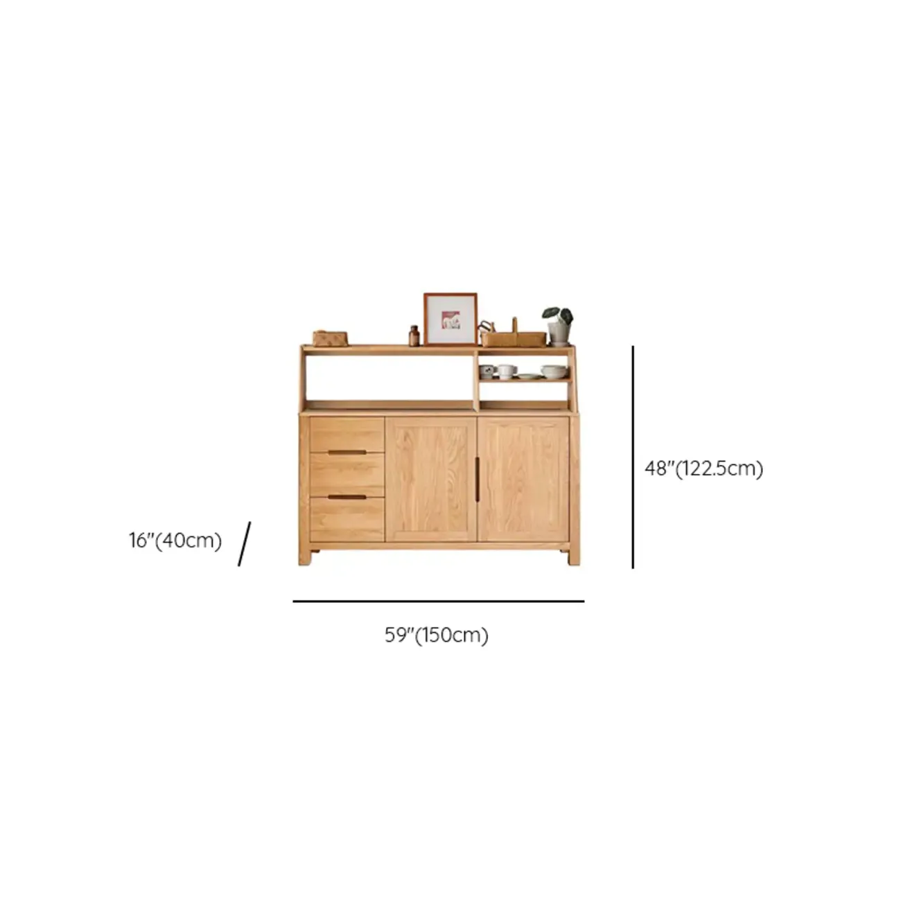 Modern Wood Sideboard with Shelves and Drawers