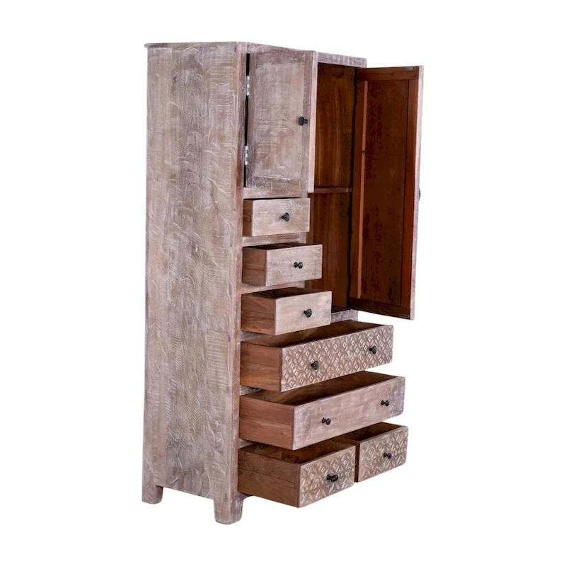 Solid Wood Freestanding Wardrobe Cabinet - N/A