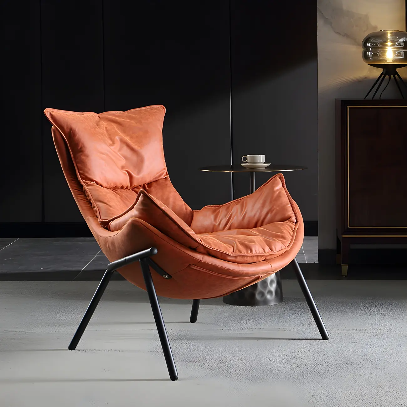 Modern Fabric Lounge Chair in Green with Cushioned Seat