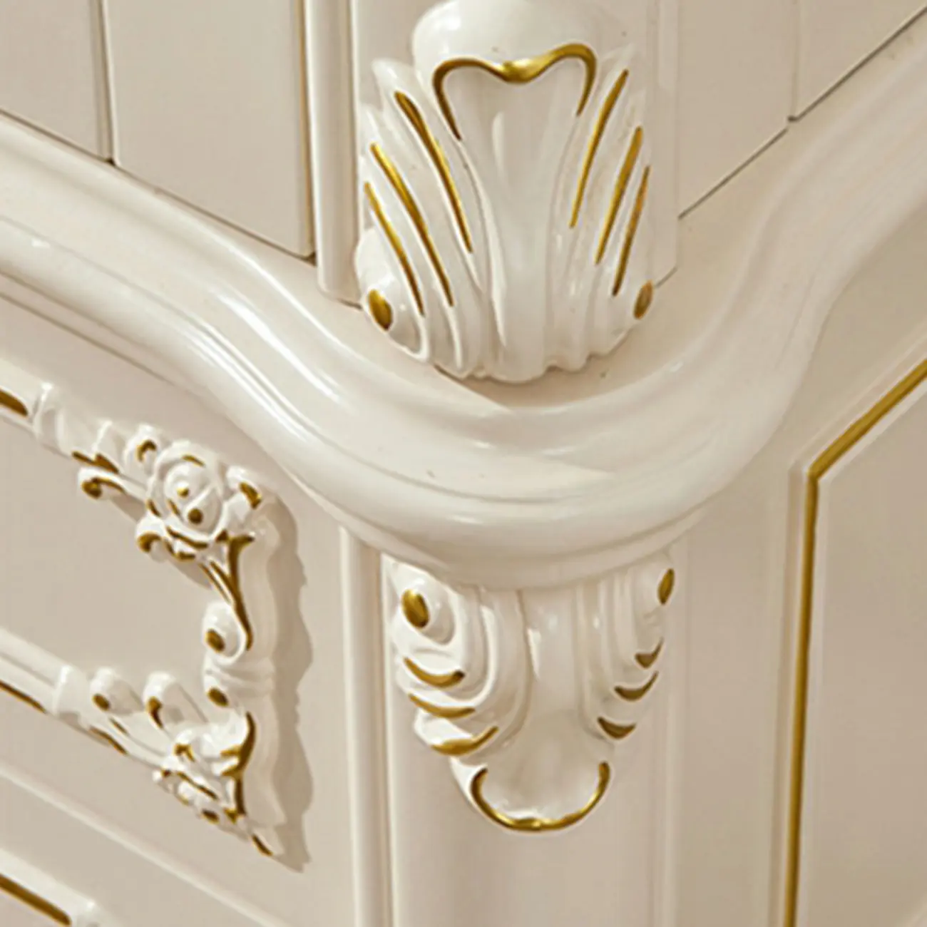 Glam White Wooden Glass Curio Cabinet with Drawers