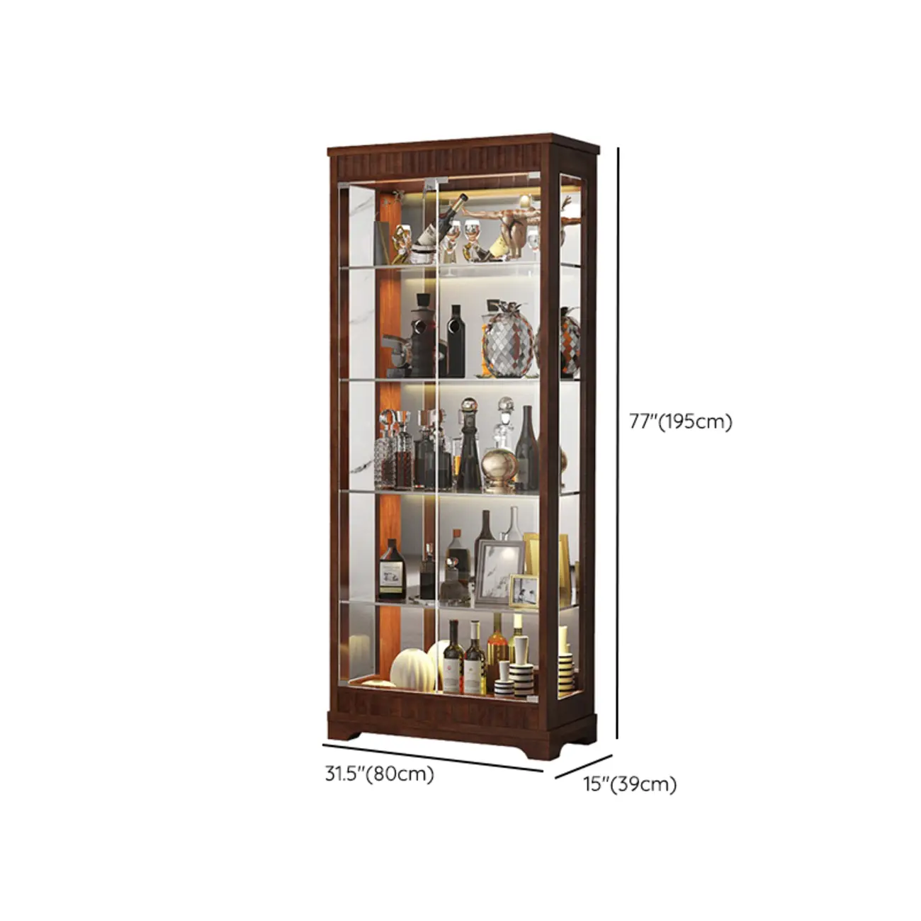 Modern Wood Wine Cabinet with Bar Glass Holder Shelf
