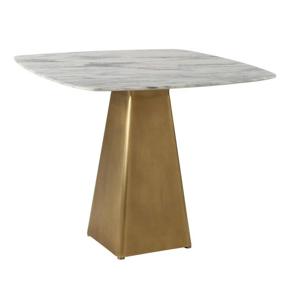 Equilateral Bistro Table - Arabescato/Brass, 2 CARTONS