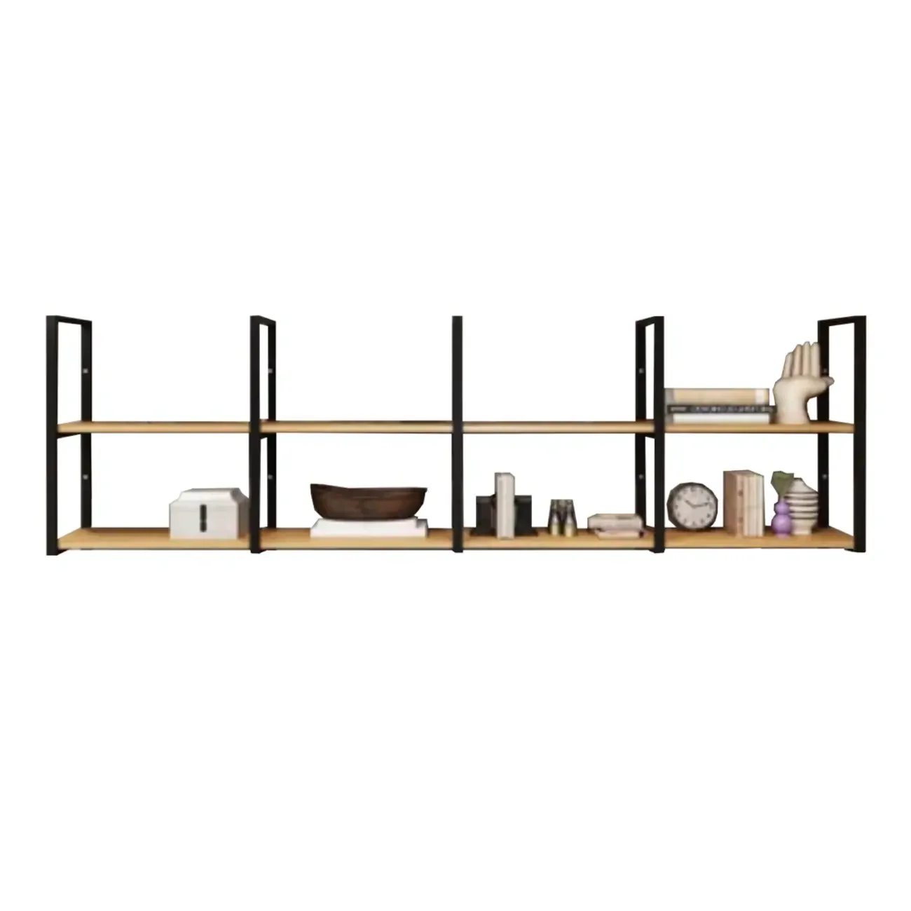 Industrial Wall-Mounted 3-Tier Wood Display Shelf