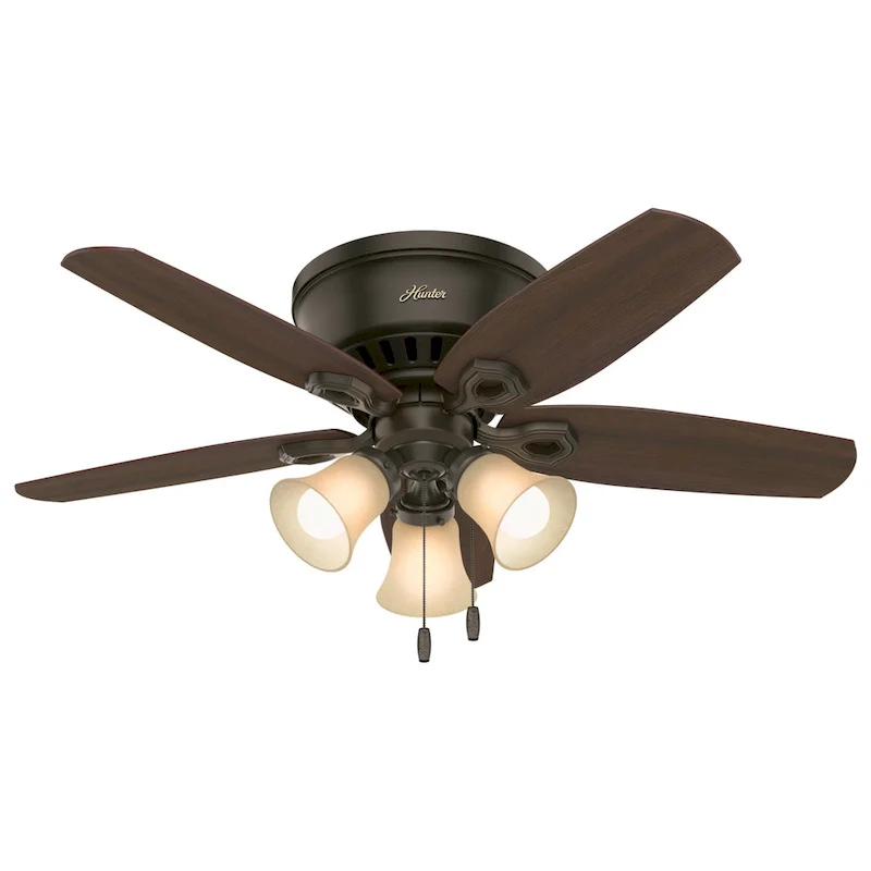 Hunter 42  Builder Low Profile Ceiling Fan with 3-Light LED Light Kit and Pull Chain