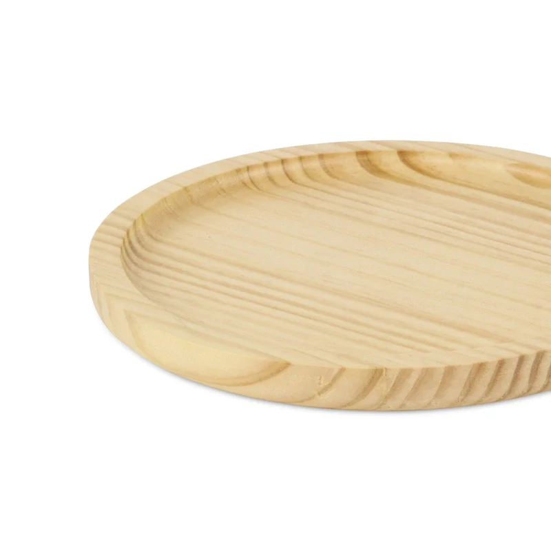 Kishen Ridge Round Natural Wood Glossy Tray